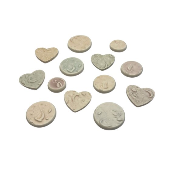 13 Magnets Floral Paisley Handmade Polymer Clay Multicolor Muted Pastel - Picture 4 of 8